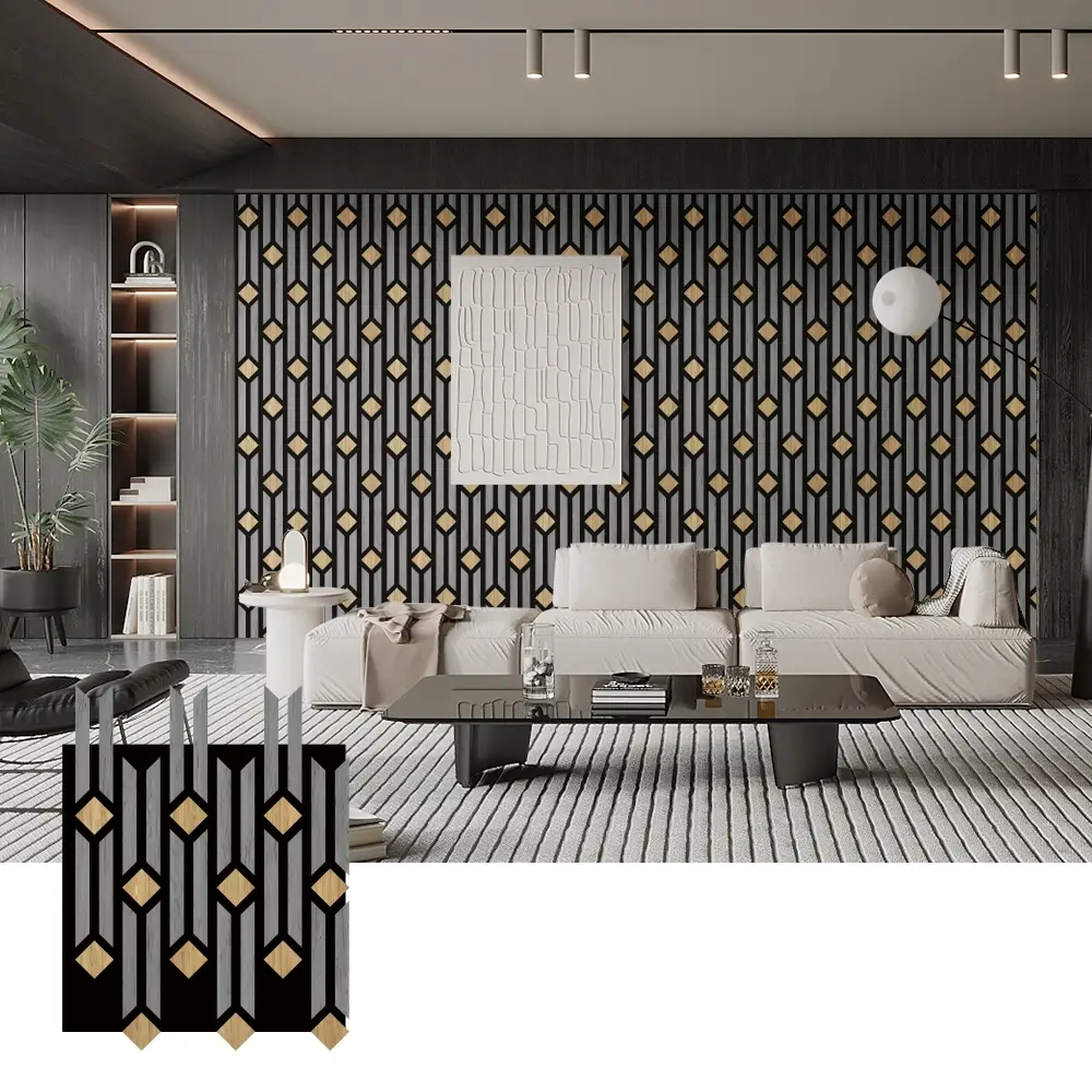 Artistieke 3D-akoestische houten panelen voor wanddecoratie