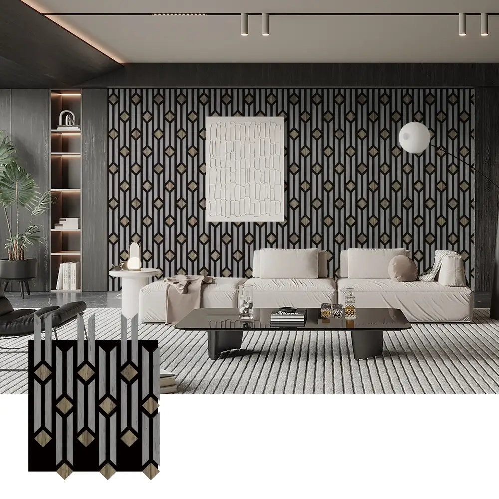 Artistieke 3D-akoestische houten panelen voor wanddecoratie