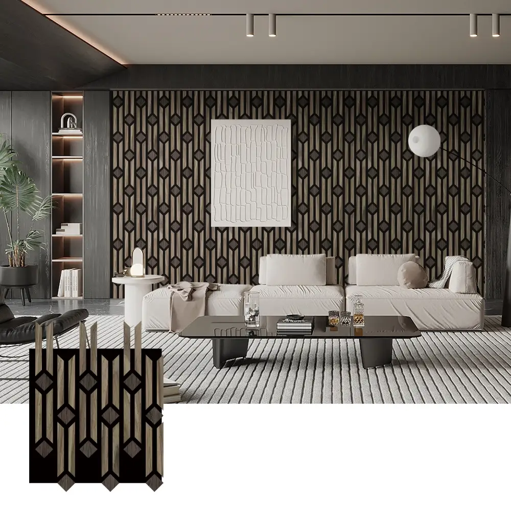 Artistieke 3D-akoestische houten panelen voor wanddecoratie