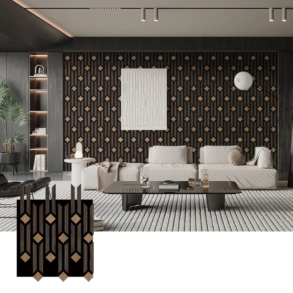 Artistieke 3D-akoestische houten panelen voor wanddecoratie