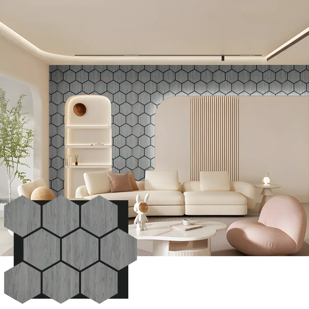 Hexagon akoestische houten wandpanelen voor interieurontwerp