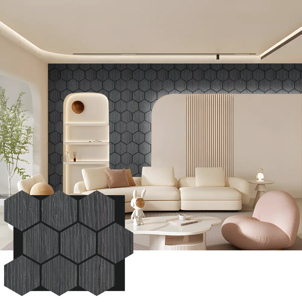 Hexagon akoestische houten wandpanelen voor interieurontwerp