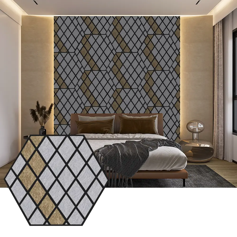 Hexagon PET-akoestische panelen voor modern wandontwerp