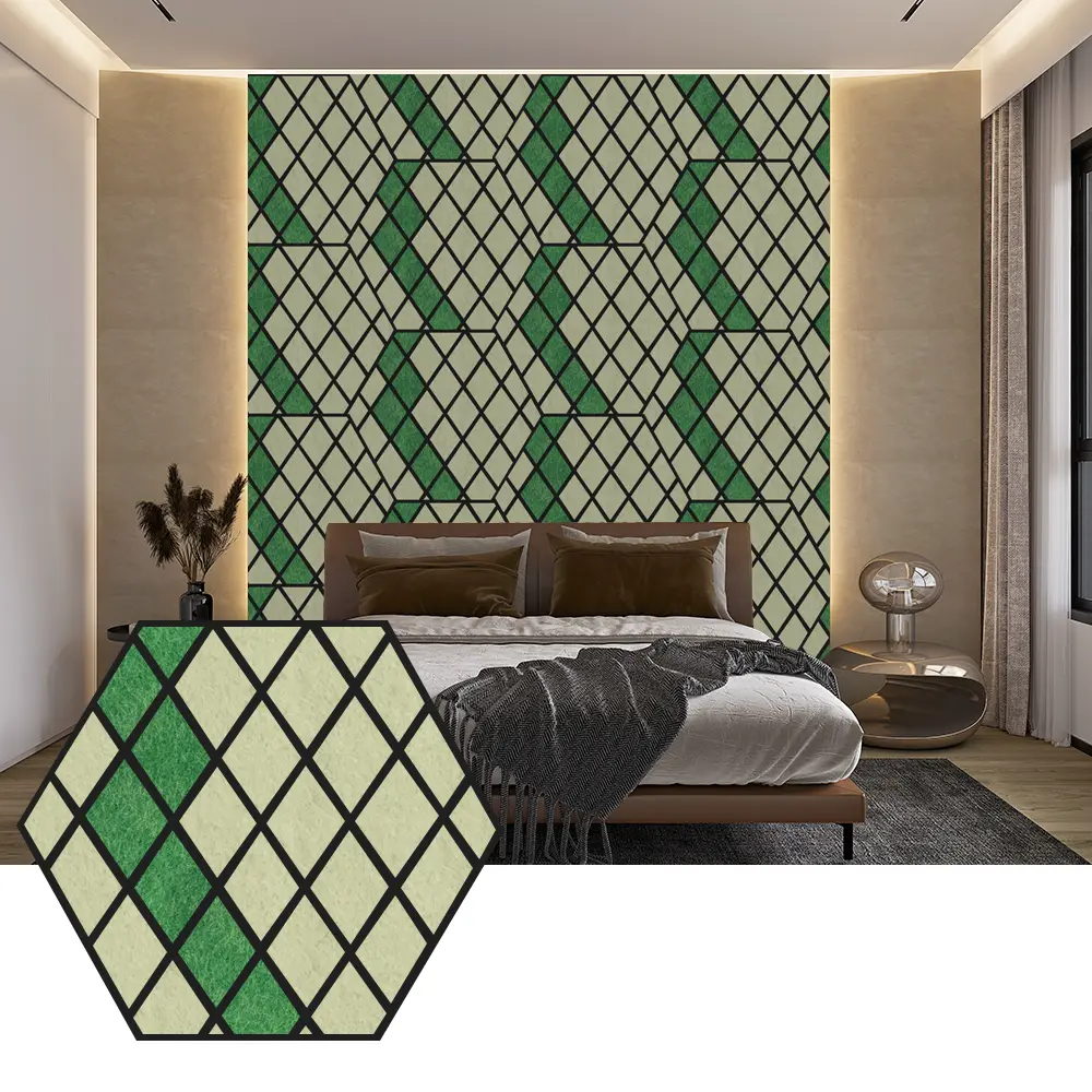 Hexagon PET-akoestische panelen voor modern wandontwerp