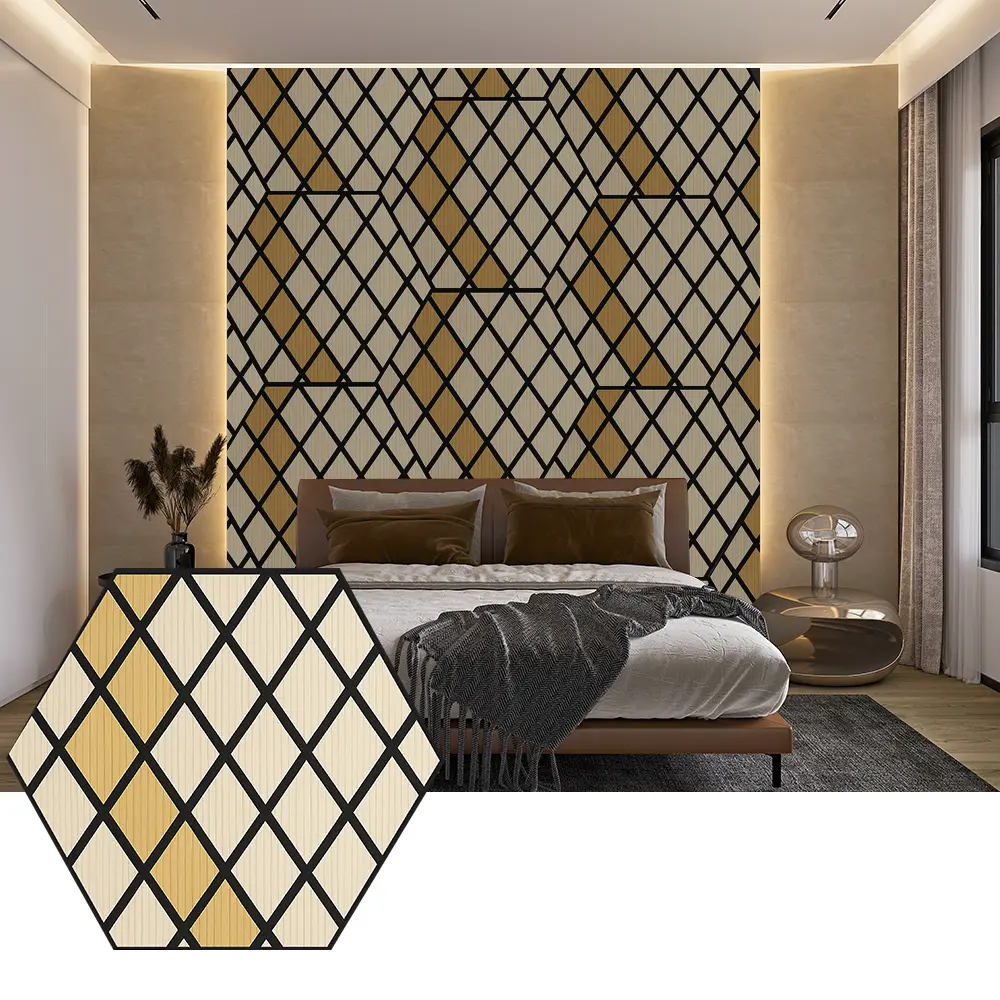 Hexagon PET-akoestische panelen voor modern wandontwerp Hexagon PET-akoestische panelen voor modern wandontwerp